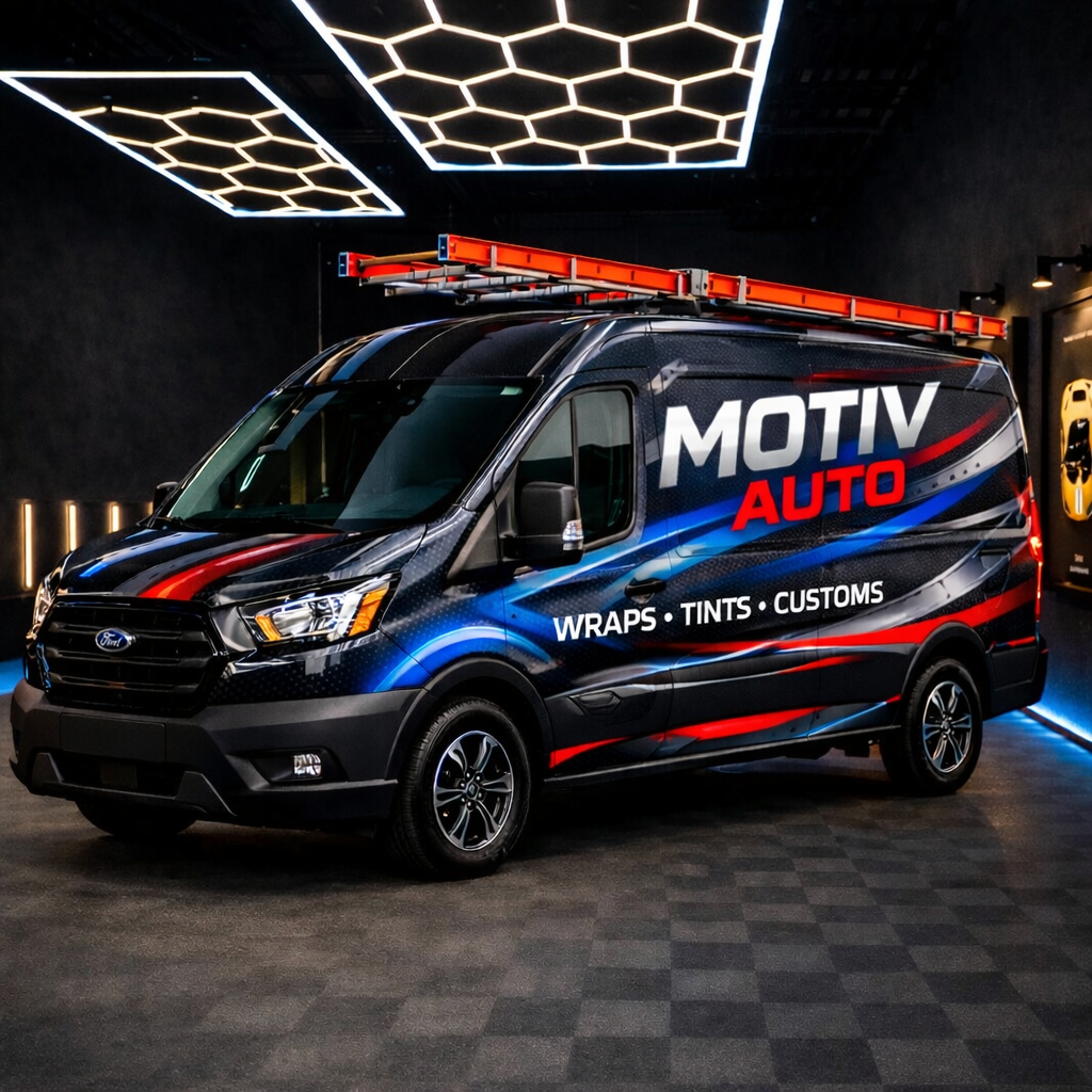 Motiv Auto commercial van wrap with professional business branding graphics